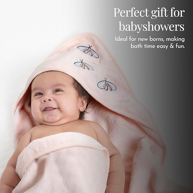 Evolur Secret Garden 6 pc Baby Gift Set, Includes Hooded Towel & 5pc Wash Cloths, Soft and 100% Cotton Woven, for Newborn, Infants and Toddlers 0-9 Months
