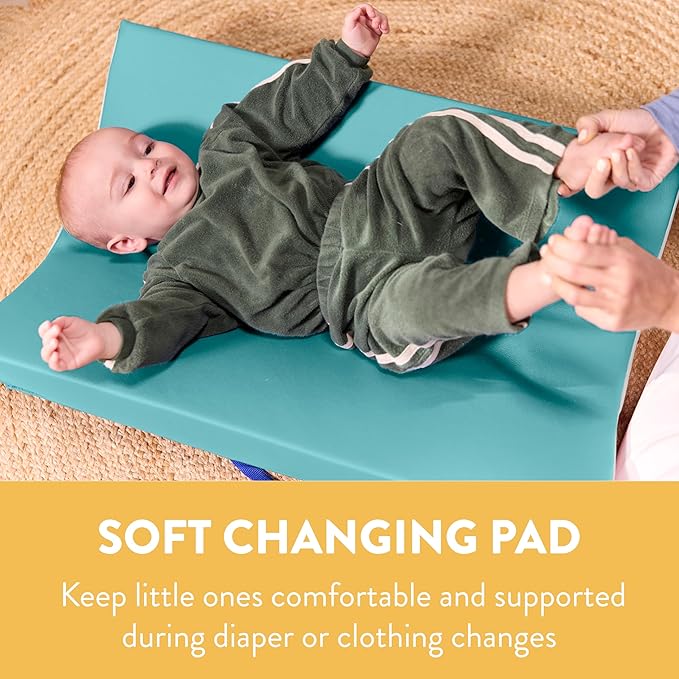 Contoured Portable Baby Changing Pad, Newborn Essentials, Seafoam/Light Grey