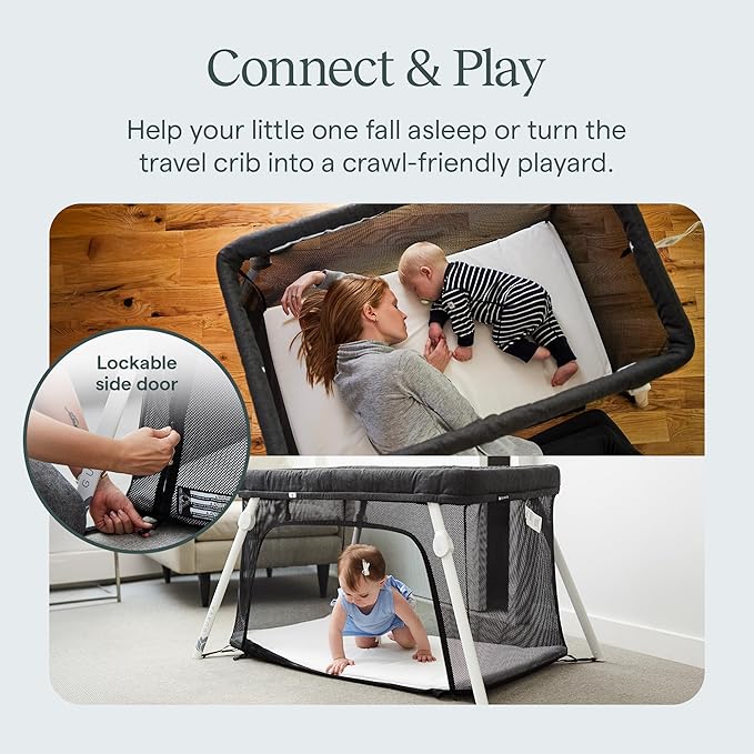 Guava Family Travel Crib Includes Lightweight Backpack Design | Certified Baby Safe Portable Crib | Folding Play Yard, Comfy Mattress for Babies, Toddlers | Compact Baby Travel Bed