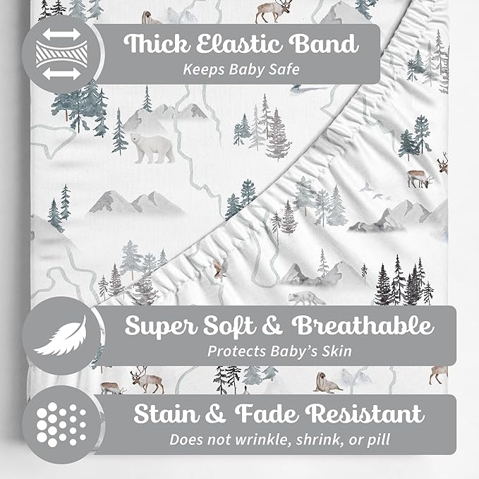 Baby Changing Pad Cover 2-Pack for Boys, Girls (Arctic Journey) - Premium Fitted Sheets Baby Diaper Changing Table Cover - Buttery Soft Cotton Blend