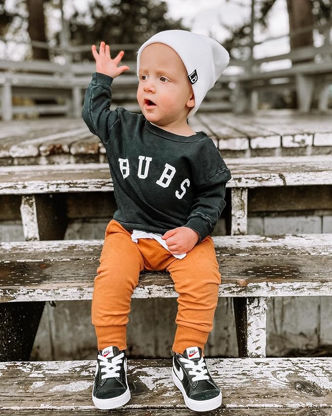 wdehow Toddler Baby Boy 2Pcs Outfits Letters Print Pullover Tops + Drawstring Pants Set Fall Winter Clothes