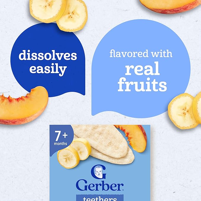 Gerber Snacks for Baby Teethers, Gentle Teething Wafers, Banana Peach, 1.7 Ounce, 12 Count Box (Pack of 6)