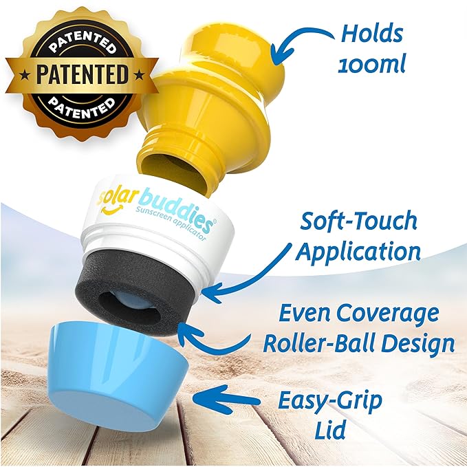 Blue Bag Bundle Set For Solar Buddies Refillable Roll On Sunscreen Suncream Applicator Bag Bundle With Applicator Carabina Clip For Families, Kids, Adults, Travel Set