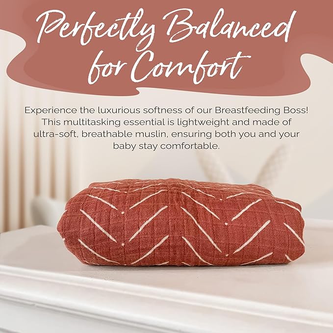 Itzy Ritzy Breastfeeding Boss Multi-Use Cover – A Nursing Cover, Swaddle, Car Seat Wrap, Tummy Time Mat & Burp Cloth All in One – Made of Soft Muslin Fabric & Measures 47” x 47” (Mudcloth)