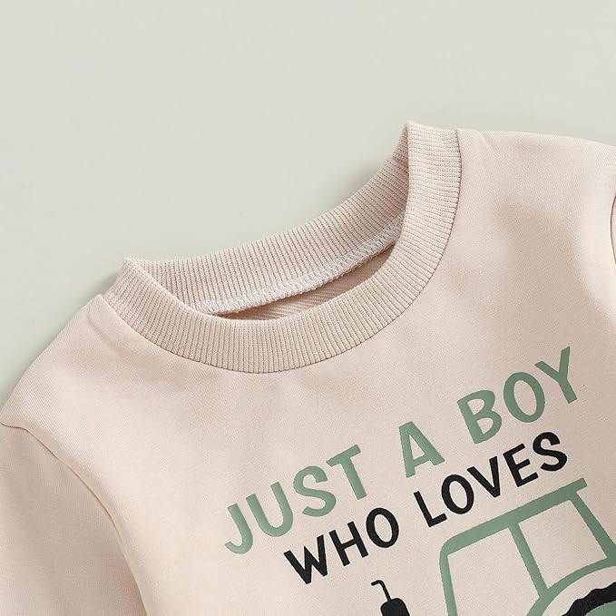 Toddler Baby Boy Fall Winter Outfits Tractor Print Long Sleeve Sweatshirt Pants Set Kids Sweatsuit Clothes
