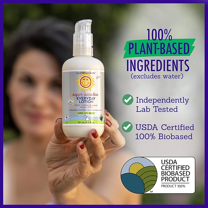 California Baby Super Sensitive Unscented Lotion | 100% Plant-Based Moisturizer | Baby Lotion For Newborn | Hypoallergenic Baby Lotion | 8.5 oz