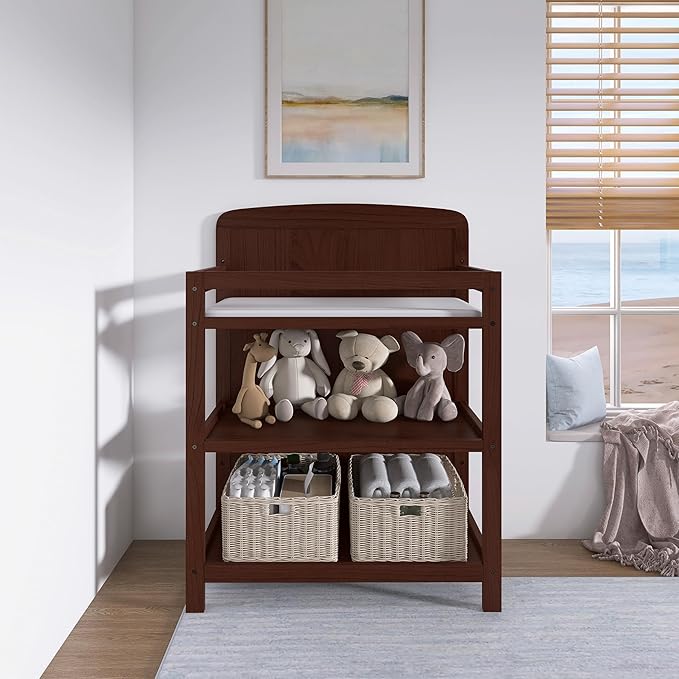 Dream On Me Anna 3-in-1 Full-Size Crib and Changing Table Combo in Espresso, Greenguard Gold Certified, Non-Toxic Finishes, Includes 1" Changing Pad, Wooden Nursery Furniture