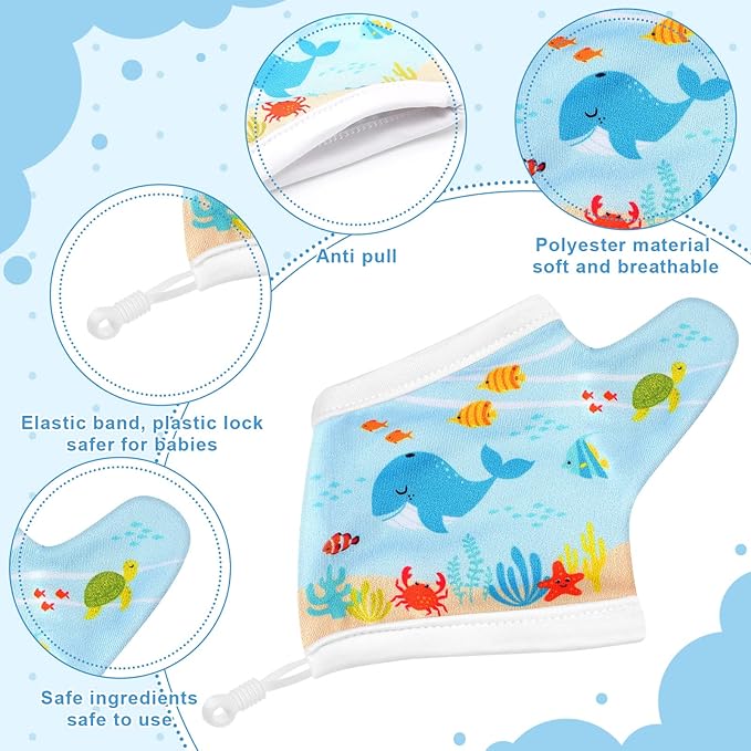 Seematn 4 Pairs Thumb Sucking Stop for Kids Breathable Thumb Suck Guard for Baby Toddler Stop Sucking Fingers Nail Biting Gloves(3-6 Years,Dinosaur)