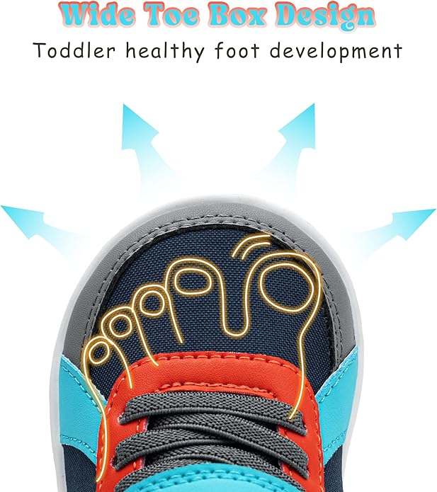 SKYWHEEL Toddler Wide Toe Box Barefoot Shoes Boys Sneakers Kids Tennis Shoes Comfort Lightweight Zero Drop Walking Shoe for Indoor/Outdoor Play