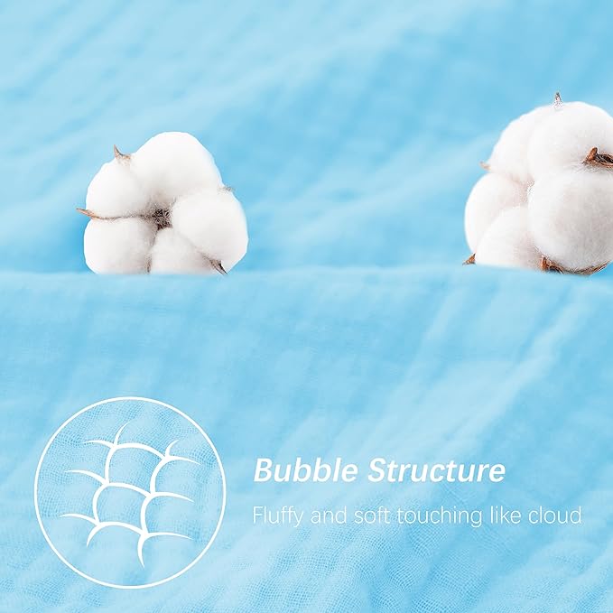 SWEET DOLPHIN Muslin Hooded Baby Bath Towels - 2 Pack 100% Cotton Towel for Babies, Infants, Toddlers - 32x32Inch - Highly Absorbent and Newborn Essential, Blue