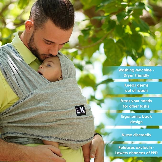 Original Baby K'tan Baby Carrier: #1 Easy Pre-Wrapped, Soft, Slip-On, No Rings, No Buckles | 5 in 1 Baby Sling for Hands-Free Comfort | Heather Grey | X-Large