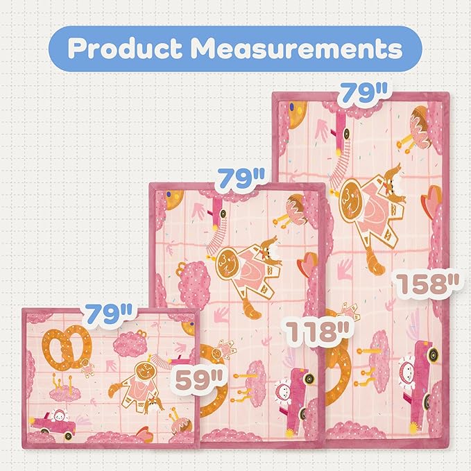 1.5" Thick Educational Baby Floor Play Mat 59x79, Flannel Padded Memory Foam Kids Mat, Non-Slip Plush Playmat for Nursery Playroom Classroom (Gingerbread Man)