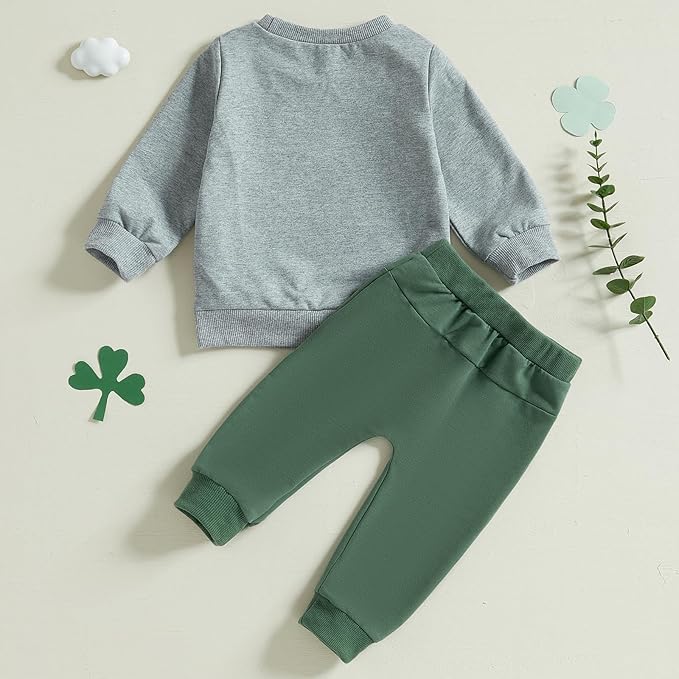 Baby Boy Fall Clothes Set Long Sleeve Letter Print Sweatshirt Pants Toddler Infant Outfits 6 12 18 24 Months 2T