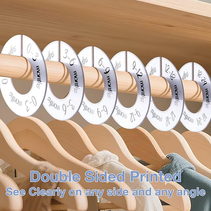 Pro Goleem Baby Closet Dividers Unisex Baby Closet Organizer for Nursery Baby Clothes Size Age Dividers Fits 1.5" Rod 6 PCS (Pack of 2)