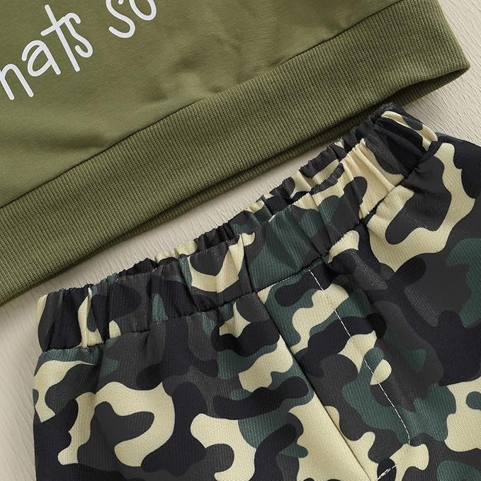 wdehow Toddler Kids Baby Boy Fall Outfits 1T 2T 3T 4T 5T Letter Print Long Sleeve Tops Camouflage Pants Winter Clothes Sets