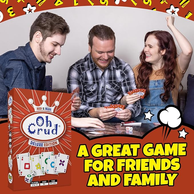 Oh Crud Deluxe Edition: A Trick-Taking Card & Dice Game for Adults & Families, Strategy Card Game for Family Game Night Fun, Easy-to-Learn & Portable Party Decks for 2-12 Players by Ghetti Games