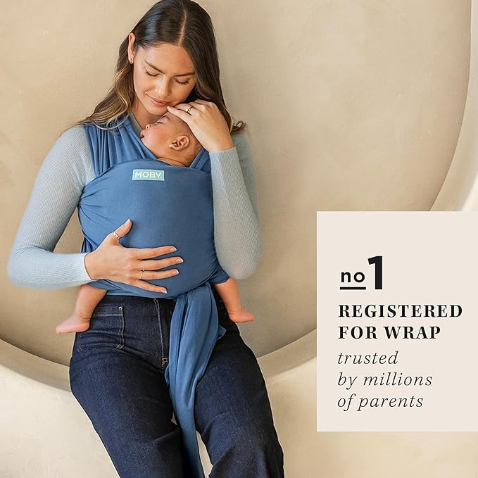 Moby Baby Wrap Carrier Classic for Newborns to Toddlers (8-33lbs), Infant Sling Carrier, Lightweight & Hands Free Design, Adjustable for All Body Types (Ocean)