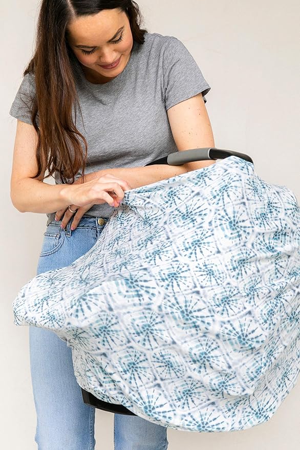 Copper Pearl Multi-Use Cover: Car Seat Covers, Nursing Cover, and Stroller Cover for Sun - Stretchy Fabric, All-Season Use, Stylish Designs, Easy Access for Moms - Indigo