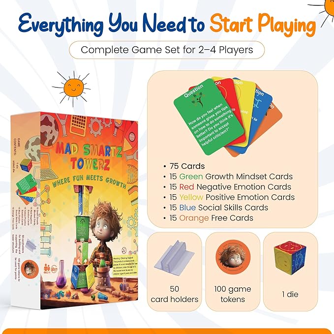 Thought-Spot Mad Smartz Towerz Social Skills & Anger Management Game for Kids & Teens | Educational SEL Therapy & CBT Tool for Emotional Regulation | Home, School, or Therapy | Autism & ADHD Must-Have