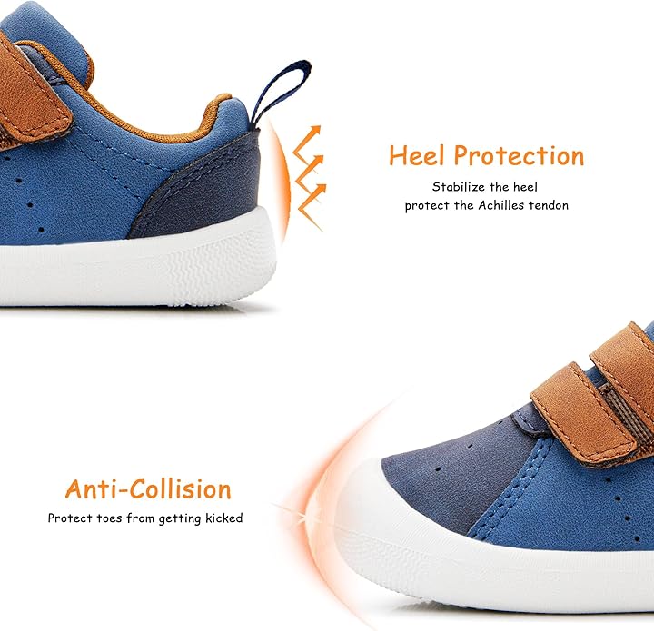 Baby Shoes Boys Girls First Walking Shoes Wide Toe Box Barefoot Zero Drop Infant Shoes Lightweight Nonslip Soft First Walkers PU Leather Toddler Sneakers for 6-24 Months