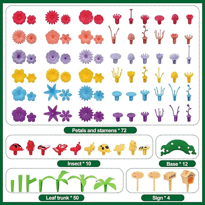 Flower Garden Building Toys - Best Birthday Gifts for Toddler Girls Ages 3 4 5 6 7 Year Old - DIY Educational STEM Toy Sets with 140+ Pcs for Kids