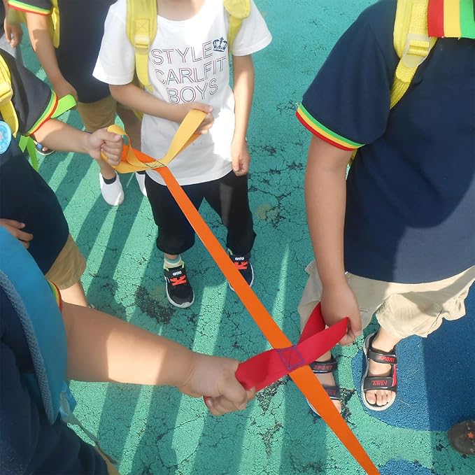 Toddler Walking Rope,Colorful Walking Rope for Preschool Daycare School Kids Outdoor Colorful Handles to Keep Children Calm and Line (Holding Loop for 12 Children 2 Teachers) (Orange)