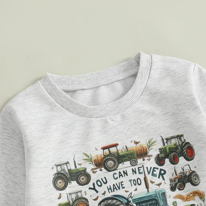 WZTYYDS Toddler Baby Boy Fall Clothes Letter Truck Long Sleeve Pullover Sweatshirt Tops Joggers Pants Set Winter Outfits