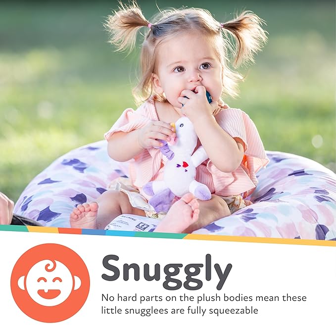 Nuby Calming Natural Flex Snuggleez Pacifier with Plush Combo Set for Cuddling with Comfort, Flamingo