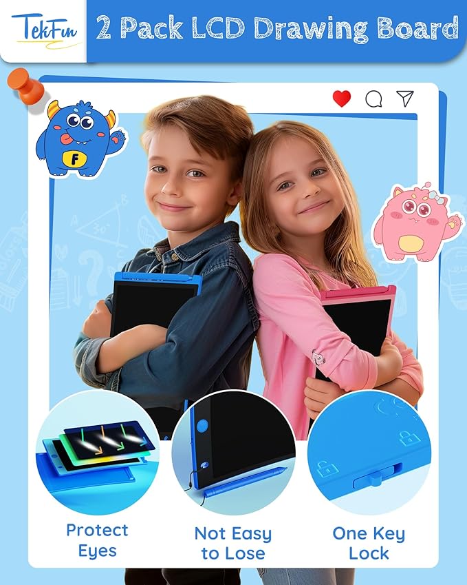 TEKFUN Party Favor 20 Pack LCD Writing Tablet with Stylus, 8.5in Erasable Doodle Board Mess Free Drawing Pad for Kids, Car Trip Educational Toys Birthday Christmas Gift for 3 4 5 6 7 Girls Boys