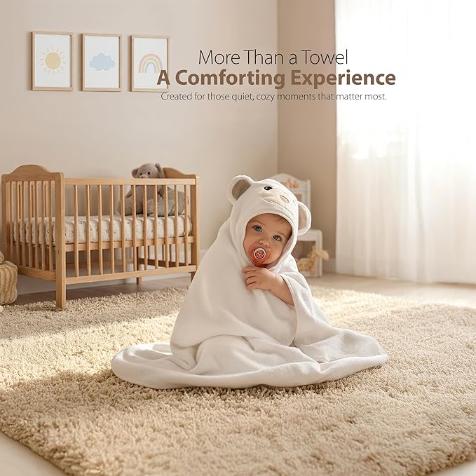MINIBOO Hooded Baby Towels for Newborn & Toddler - Super Soft Baby Bath Towels with Hood, Highly Absorbent Viscose Made from Bamboo Hooded Towel for Boys, Girls, Newborn Essentials
