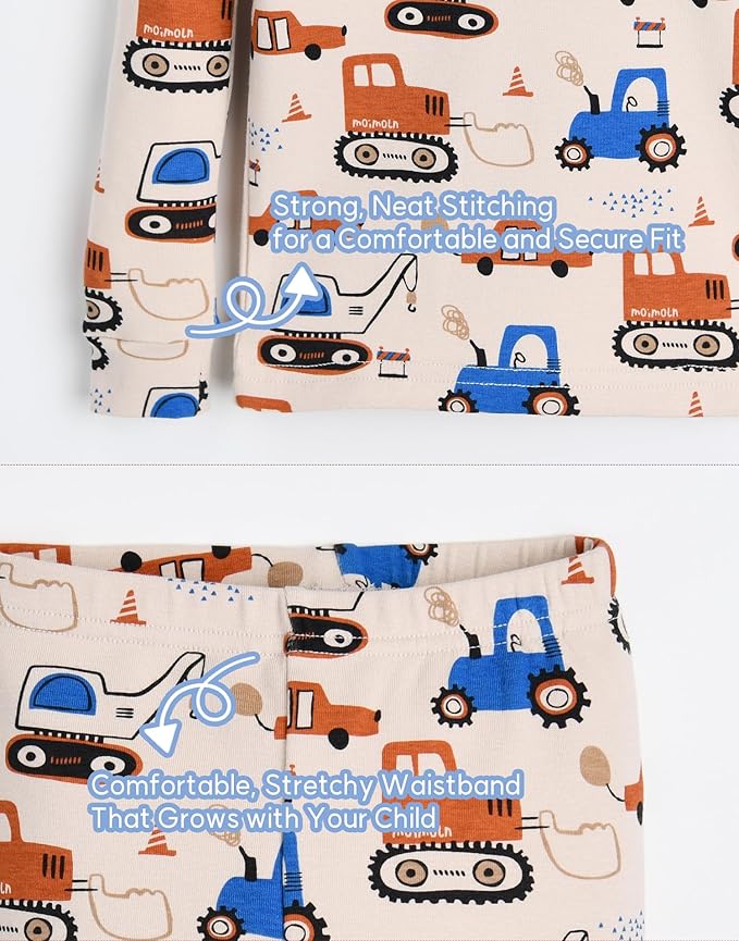 moimoln Sibling Matching 6M-8Y Soft Warm Cotton Modal Character Long Sleeve Snug-Fit Pajama Long Sleeve Sleepwear Daily