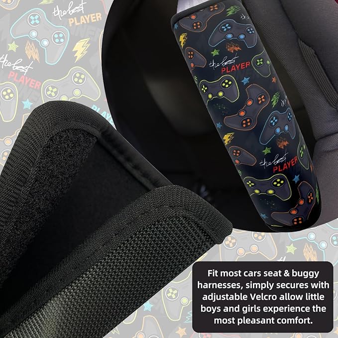 Seat Belt Cover for Kids, Seat Belt Pad for Boys Girls, Car Seat Straps Shoulder Pads for Kids, Kid's Seat Belt Cushion, Shoulder Strap Pad, 1 Piece （Game）