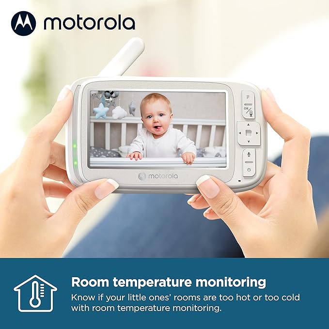 Motorola Nursery VM75 Video Baby Monitor Camera, 480x272p, 1000ft Range 2.4 GHz Wireless 5" Screen, 2-Way Audio, Temperature Sensor, Night Vision (Renewed)
