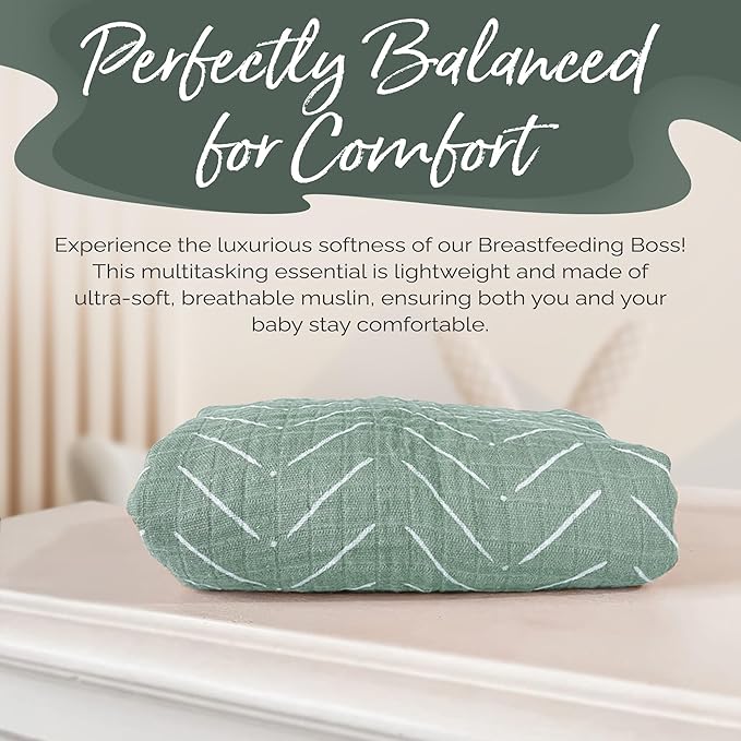 Itzy Ritzy Breastfeeding Boss Multi-Use Cover – A Nursing Cover, Swaddle, Car Seat Wrap, Tummy Time Mat & Burp Cloth All in One – Made of Soft Muslin Fabric & Measures 47” x 47” (Sage Mudcloth)