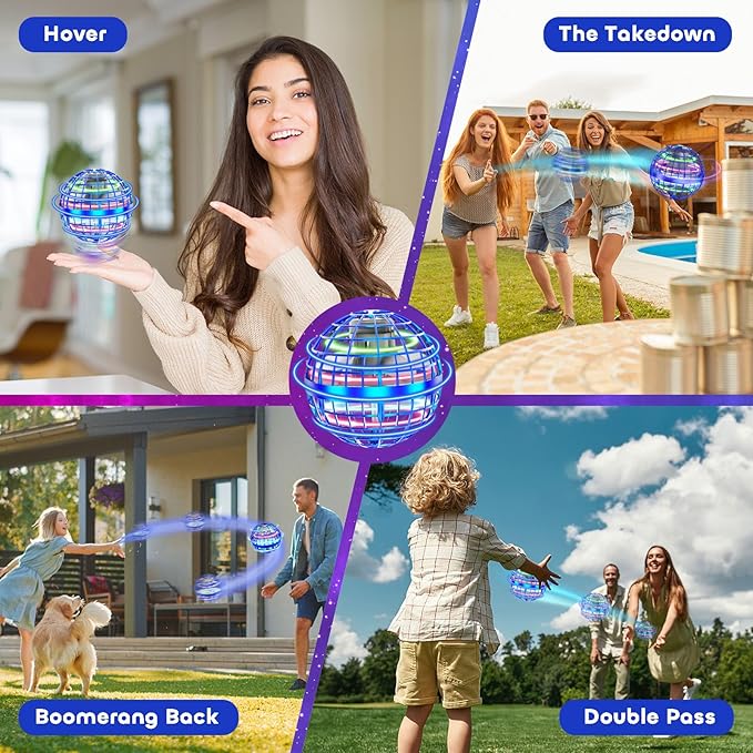 Tikduck Flying Orb Ball 2026 Toys Soaring Hover Boomerang Spinner Hand Controlled Mini Drone Cosmic Globe Spinning Kids Adults Outdoor Birthday Gift Cool Stuff for Boys Girls 6 7 8 9 10+ Year Old