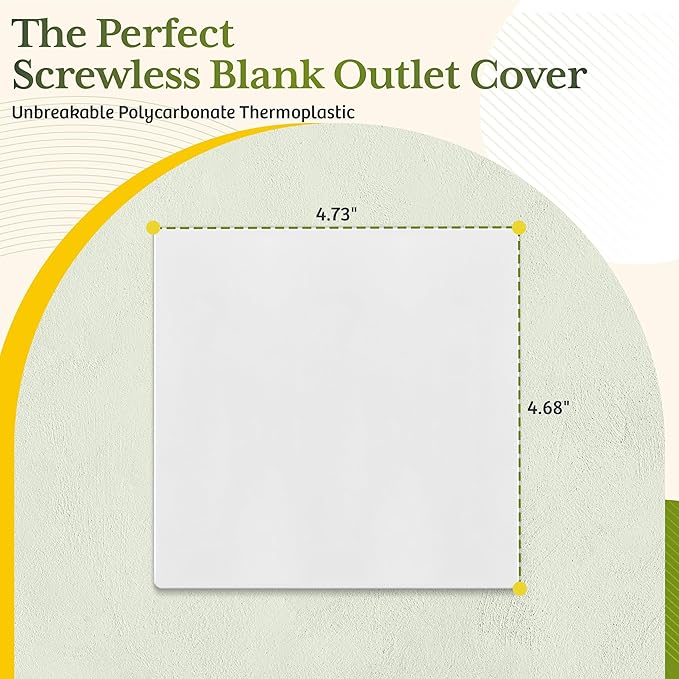 TG Screwless Double Blank Wall Plate, Child Safe Two Gang Blank Device Outlet Cover, Standard Size, 2-Gang 4.68" x 4.73", Polycarbonate Thermoplastic, UL Listed, SP-B2-W, Glossy, White