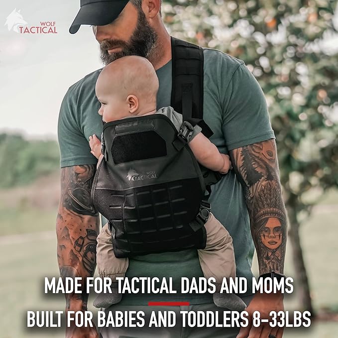 Wolf Tactical Baby and Toddler Carrier - Military Style Dad Carrier for Infants, Adjustable Straps