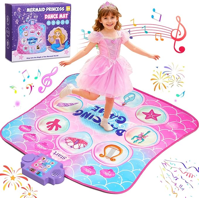 Dance Mat with 9 Light-Up Buttons, Dance Mats for Girls 3-12 Featuring 8 Games & 3 Speeds, Kids Dance Mat with Built-in Music, Standby Mode, Adjustable Volume, Birthday Gifts for 3+ Girls