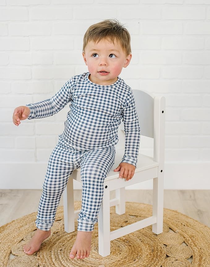 moimoln Baby Toddler Pajama Set Snug-Fit Cotton Modal Sleepwear, Leopard, Check & Solid Mix (6M-8Y, 1/2 Pack)