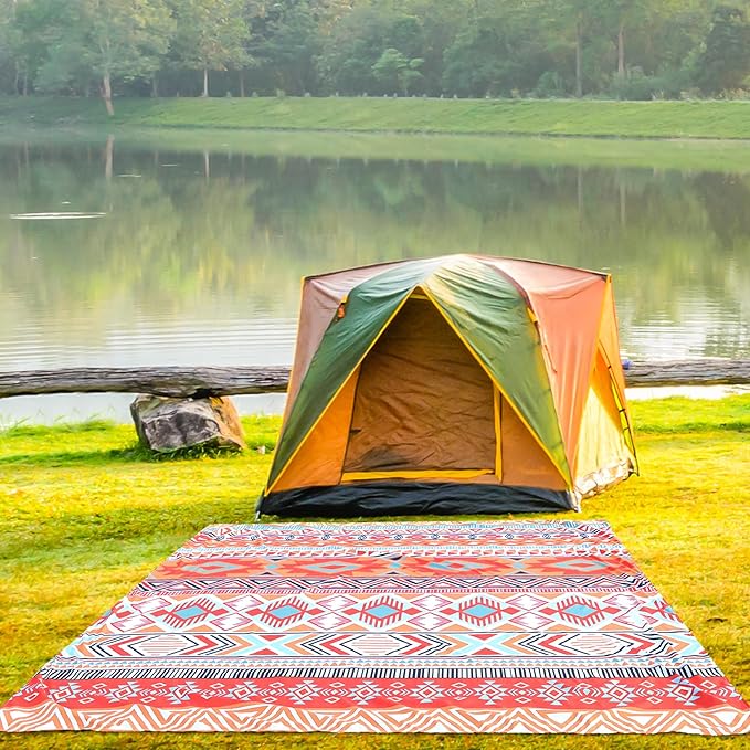 Beach Blanket Waterproof Sandproof Extra Large Beach Mat 79" X 83"/120"x108"for 1-8 Adults Quick Drying Durable Outdoor Picnic Mat for Beach Travel Camping Hiking