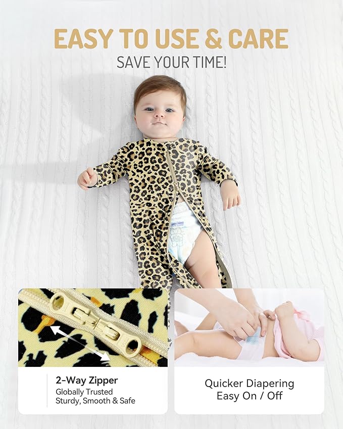 HAPIU Rayon from Bamboo Baby Footed Pajamas, 2 Way Premium Zipper, Footie for Baby Boy Girls, Newborn-24 Months