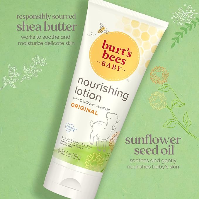 Burt's Bees Baby Nourishing Lotion, Original Scent Baby Lotion - 6 Ounce Tube - Pack of 3