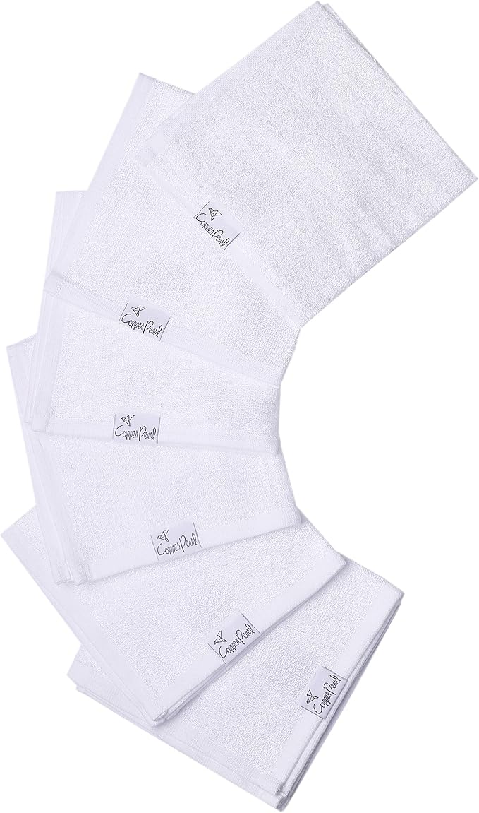 Copper Pearl 6 Ultra Soft Baby Bath Washcloths Premium Large Soft Dove (White) 11" x 11" Towels