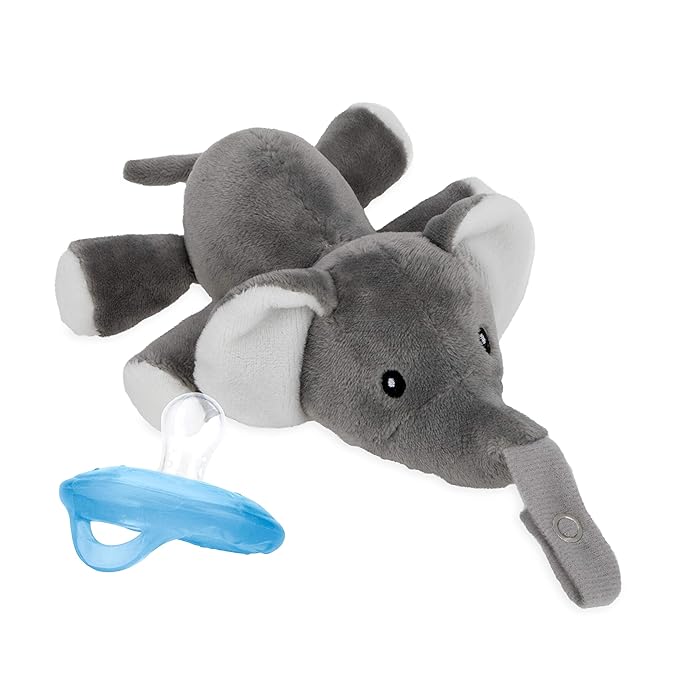Nuby Calming Natural Flex Snuggleez Pacifier with Plush Combo Set for Cuddling, Elephant