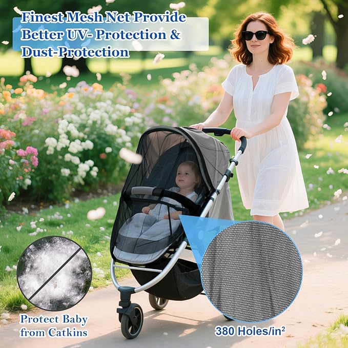 South to East Mosquito Net for Stroller, Baby Bug Netting with Storage Bag, Breathable & Portable Mosquito Nets for Strollers, Car Seat, Bassinet, Cradle, Playard, Travel Mini Crib (Black)