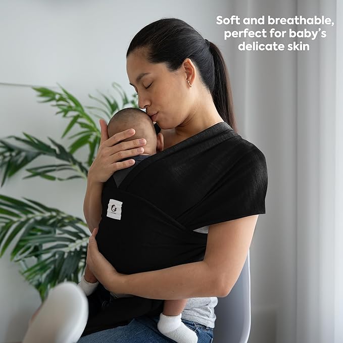 ELDOMA Black Baby Wrap Carrier - Lightweight, Breathable Baby Sling, Hands Free Baby Carrier Sling, Baby Carriers from Newborn to Toddler, (7-35 lbs / 3-15kg)