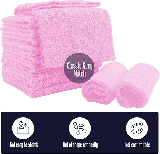 16 Pack Baby Washcloths - Luxury Coral Fleece - Extra Absorbent and Soft Wash Clothes for Newborns, Infants and Toddlers - Suitable for Sensitive Skin and New Born-Baby Shower-Frozen Berry,10x10 Inch