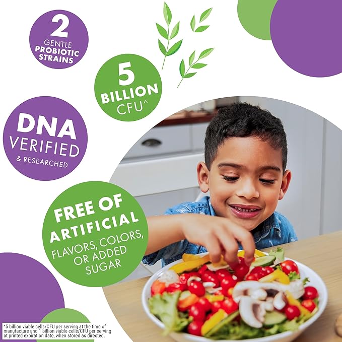BlueBonnet Nutrition Rainforest Animalz Kids Probiotic 5 Billion CFU^ - Gut, Digestive & Immune Health - Non-GMO Free of Dairy, Gluten, Soy, Sugar, Artificial Flavor & Color - Unflavored, 30 Servings