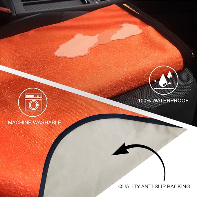 Back Seat Cover Protector for Dogs and Kids, Universal Waterproof Towel Rear Bench Seat Cover for Car, Truck, Van & SUV, Machine-Washable Backseat Car Covers (Orange, 1pcs Rear Seat)