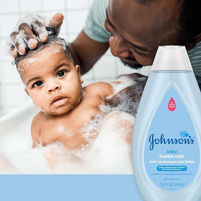 Johnson's Baby Bubble Bath for Gentle Baby Skin Care, Paraben & Sulfate-Free, Pediatrician-Tested, Hypoallergenic, Tear-Free, 13.6 Fl Oz (Pack of 2)